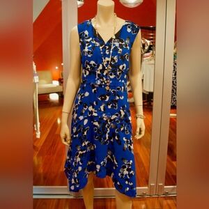 CABI Untamed Electric Blue Floral  Dress in sz medium